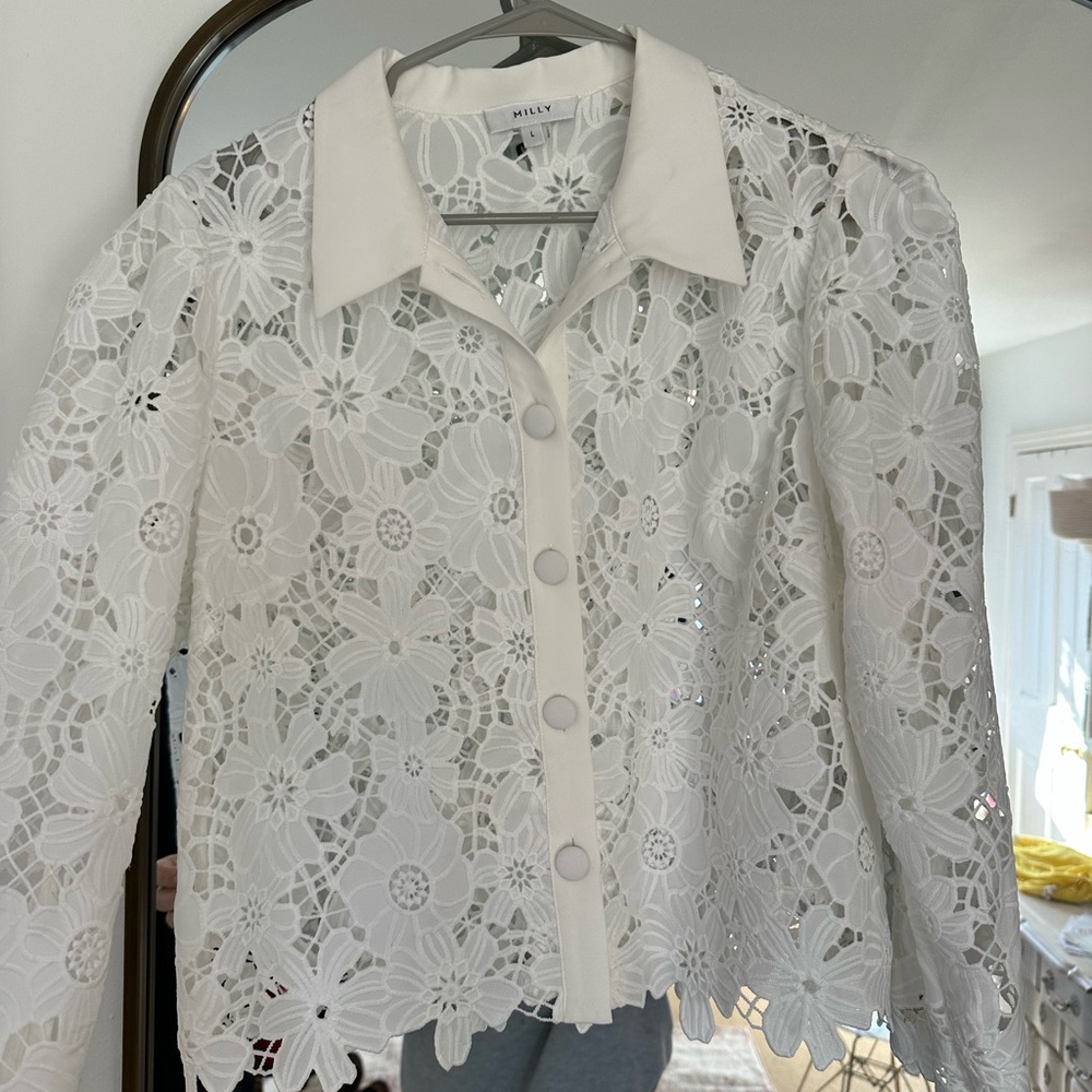 Milly June Lace Button-Front Shirt